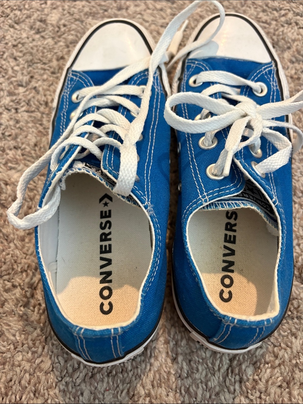 Converse Low-Top Canvas Sneakers in Bright Blue and White - Picture 3 of 6